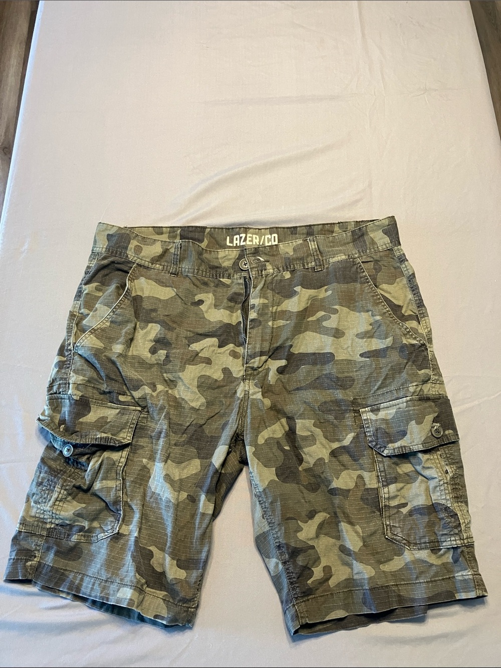 Lazer/Co Olive Camo Cargo Shorts for Men